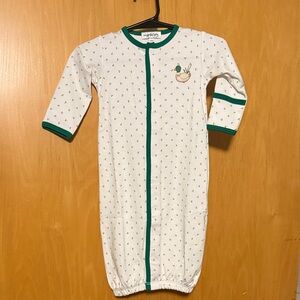 Charming Baby Gown with Green Accents